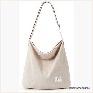 Large Corduroy Tote Bag with Zipper Crossbody Hobo Shoulder Purse